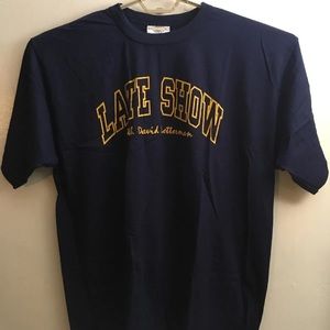 Late Night David Letterman Show Mens T-Shirt, XL, NWT Blue Single Stitch Sleeve